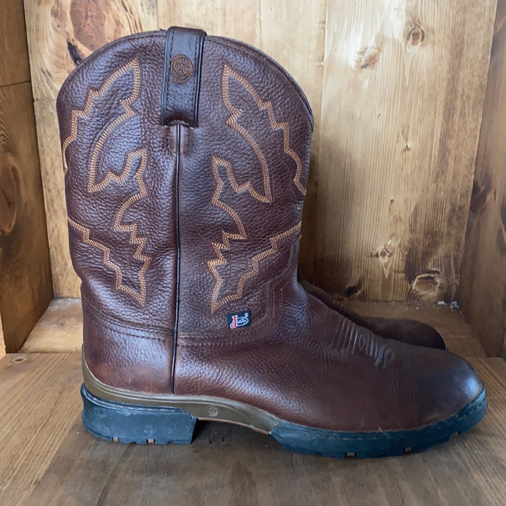 Justin Mens Waterproof Roper 9024 Men 10.5 D Excellent Cowboy Western